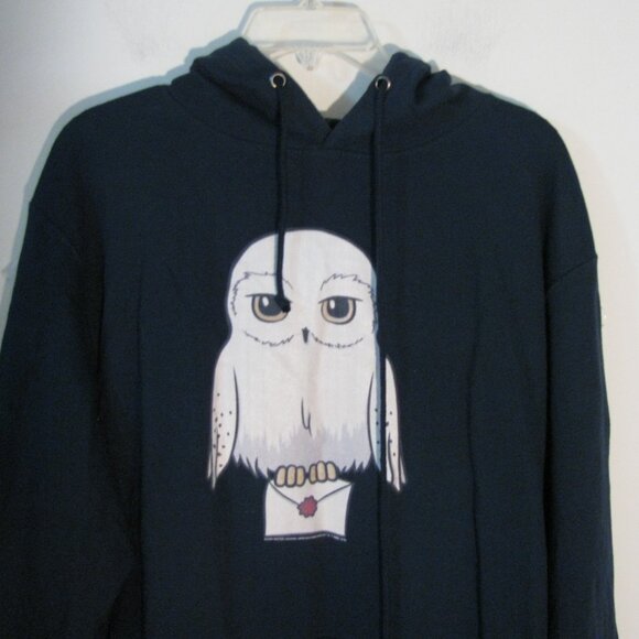 * Delta Fleece Hoodie Sweatshirt 2XL Plus Size Owl Harry Potter Blue Like New - Picture 4 of 5